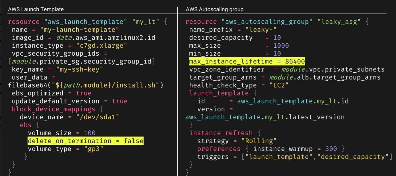 Terraform launch template and autoscaling group with max_instance_lifetime set to 86400 and delete_on_termination set to false